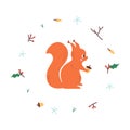 Cute squirrel. Vector illustrtion. Minimalistic design, children s picture.