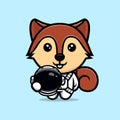 Cute squirrel wearing astronaut suit mascot character. Animal icon illustration