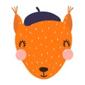 Cute squirrel wearing a beret character illustration