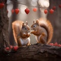 Cute Squirrels Sharing a Heartfelt Moment