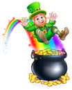St Patricks Day Leprechaun Rainbow Pot of Gold Royalty Free Stock Photo
