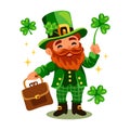 Cute St Patricks day leprechaun man character.