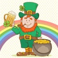 Cute St Patricks Leprechaun in top-hat