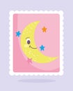 Cute stamps, moon stars dream fantasy cartoon