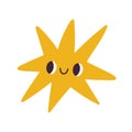 Cute star character in hand drawn style. Golden funny stars with smile, cute cartoon. Design for posters, stickers