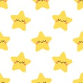 Cute star with closed eyes pattern Royalty Free Stock Photo