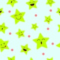 Cute Star Emoji Seamless Pattern Background