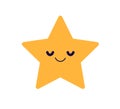 Cute star with happy face. Funny baby character smiling with closed eyes. Sweet adorable nice angelic shape. Bliss