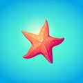 Cute Starfish in bright cartoon style. Symbol of summer vocations