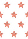 Cute starfish pattern. Funny nautical cartoon animal background