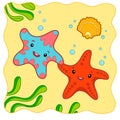 Cute Starfish underwater cartoon. Starfish clipart