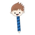 cute stationery pencil with boy head