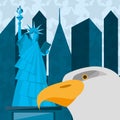 Cute statue of liberty with eagle in new york city