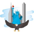 Cute statue of liberty with eagle in new york city