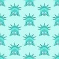 Cute Statue of Liberty pattern seamless. funny landmark United States pattern. kids character America is symbol. Childrens style