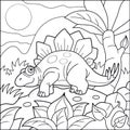 Cute stegosaurus, coloring book