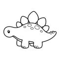 Cute Stegosaurus Coloring Page Vector Illustration on White