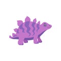 Cute stegosaurus dinosaur, purple baby dino cartoon character vector Illustration Royalty Free Stock Photo