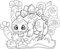 Cute stegosaurus, funny illustration coloring book