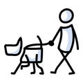 Cute stick figure owner walking dog vector clipart. Bujo bullet simple journal style adorable cartoon puppy pet care