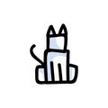 Cute Stick Figure Sitting Cat Lineart Icon. Kawaii Kitten Pictogram For Pet Parlor. Communication Of Animal Character