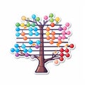 cute sticker of abacus in tree shape on white  background Royalty Free Stock Photo