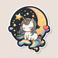 A cute chibi unicorn sticker