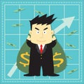 Cute Stock Market Investor Flat Cartoon