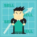 Cute Stock Market Investor Flat Cartoon