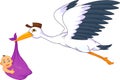 Cute stork carrying baby Royalty Free Stock Photo