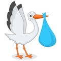 Cute Stork with Newborn Baby Boy Royalty Free Stock Photo