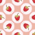 Cute strawberries polka dot vector illustration. Seamless repeating pattern.