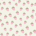 Cute strawberries seamless pattern. Doodle strawberry endless background. Hand drawn fruits wallpaper