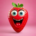 Cute strawberry character with an infectious smile, embodying the sweet and joyful essence of this beloved fruit.