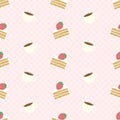 cute strawberry cream cake and coffee cup seamless pattern Royalty Free Stock Photo