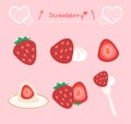 Cute strawberry pattern , sweet strawberry material set