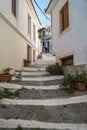 Cute street in Skopelos island in Greece