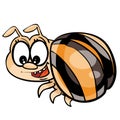 Cute striped beetle character, cartoon illustration, isolated object on white background, vector Royalty Free Stock Photo