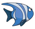 Cute Striped Blue Fish Cartoon Color Illustration Royalty Free Stock Photo