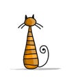 Cute striped cat, sketch for your design
