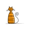 Cute striped cat, sketch for your design