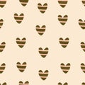 Cute striped hearts hand drawn vector illustration. Adorable love seamless pattern for kids fabric. Royalty Free Stock Photo