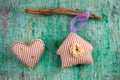 Cute stripped soft toy heart and house