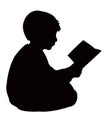 A cute student boy reading,body silhouette vector Royalty Free Stock Photo