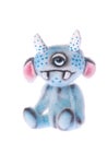 Cute stuffed one eyed animal blue monster toy