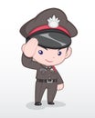 Cute Style Cartoon Thai Police Officer Illustration