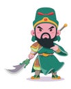 Cute style Chinese warlord Guan Yu cartoon illustration