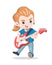 Cute style guitarist cartoon illustration