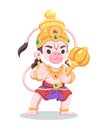 Cute style Hanuman cartoon illustration