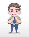 Cute Style Japanese Salaryman Clapping Cheerfully Vector Illustration